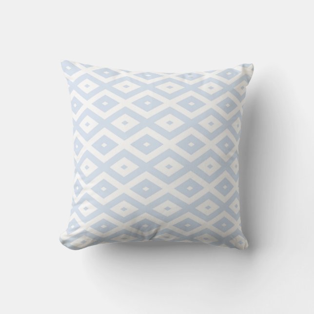 Almofada Padrão de diamante branco e azul pálido (Frente)