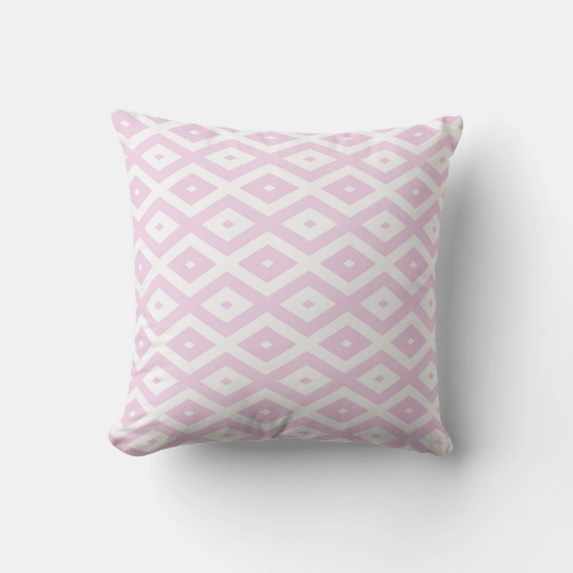 Almofada Padrão de diamante branco e rosa pálido (Frente)