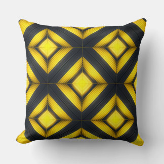 Almofada Padrão de Diamante Geométrico Amarelo e Preto Ousa