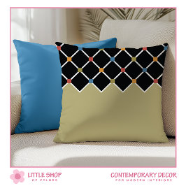 Almofada Padrão de Diamante Moderno de Khaki Green Harlequi