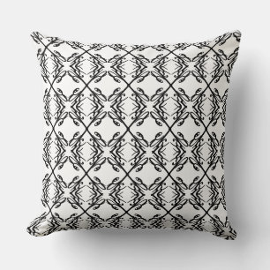Almofada Padrão de Diamante Moderno em Preto e Branco