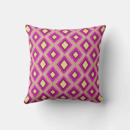 Almofada Padrão de Diamante Rosa Fúcsia Amarelo