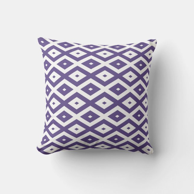 Almofada Padrão de diamante ultra violeta e branco (Frente)