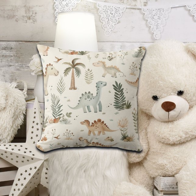 Almofada Padrão de Dinossauro Selvagem de Boho Whimsical (Criador carregado)