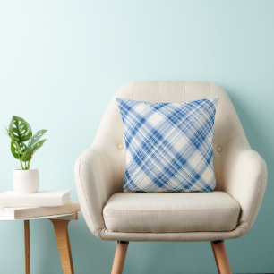 Almofada Padrão de distribuição de Xadrezes Gingham Azul e 