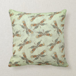 Almofada Padrão De Dragonfly Moderna Whimsical Em Sage Gree
