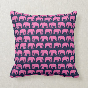 Almofada Padrão de Elefante de Hipster Cor-de-Rosa