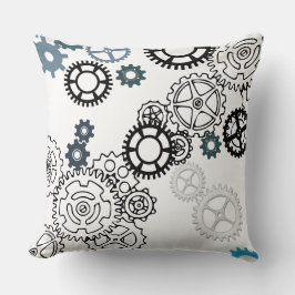 Almofada Padrão de engrenagens brancas de Cinza azul para a