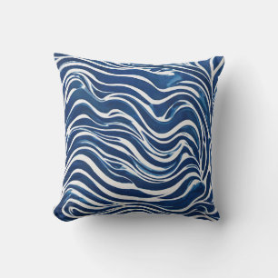 Almofada Padrão de espiral branco azul 06