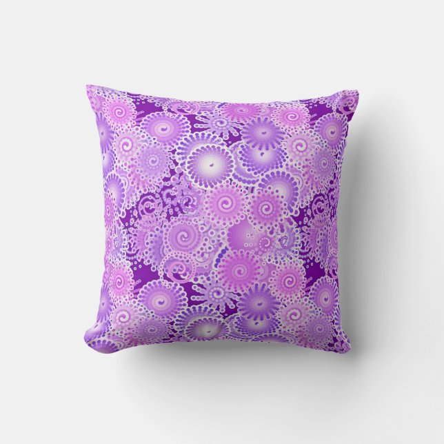 Almofada Padrão de espiral frontal, tons de violeta (Frente)