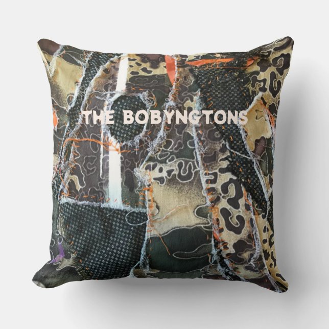 Almofada Padrão de estampa de animais de monograma em patch (Frente)