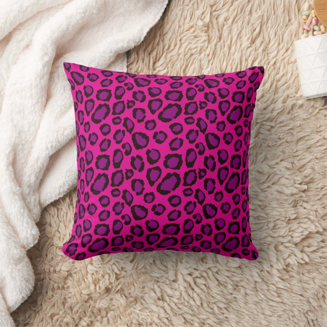 Almofada Padrão de Estampa de Leopardo Rosa e Roxo Brilhant (Cobertor)