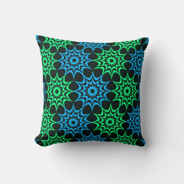 Almofada Padrão de Estrela Hex Art Nouveau (Frente)
