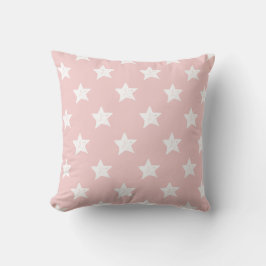 Almofada Padrão de Estrela Rosa e Branco