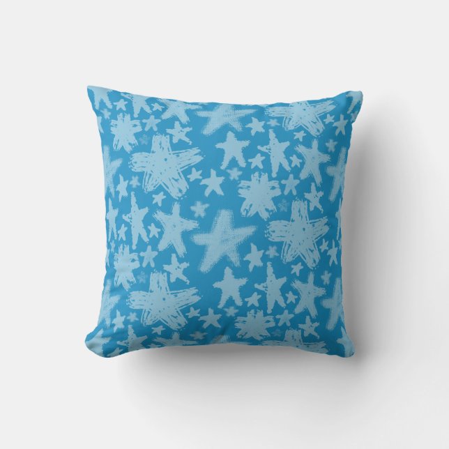 Almofada Padrão de Estrelas de Pincel (Frente)