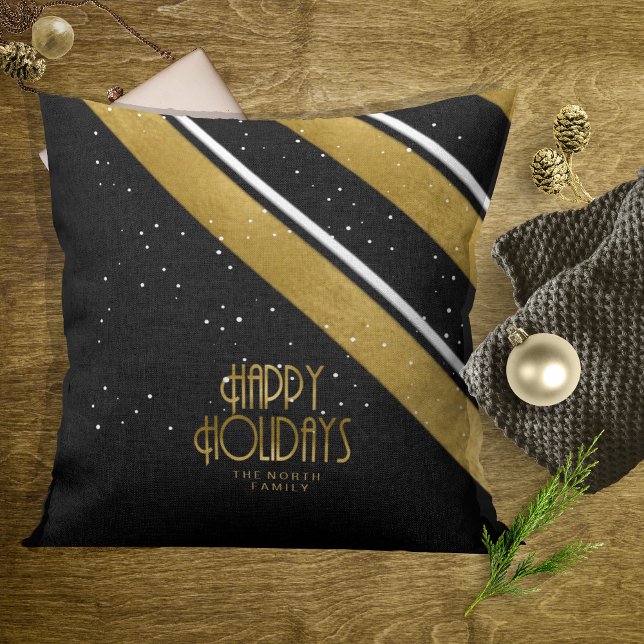 Almofada Padrão de Faixa de Natal Dourado/Preto ID862 (Criador carregado)