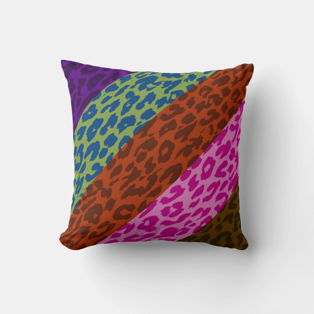 Almofada Padrão de Faixa de Pele com Impressão Leopardo Ret (Frente)