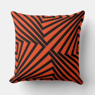Almofada Padrão de Faixa Preta e Laranja - Travesseiro deco