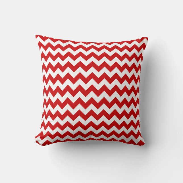 Almofada padrão de faixas de divisa vermelho e branco (Frente)