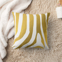 Almofada Padrão de faixas de impressão de zebra Dourada Fau