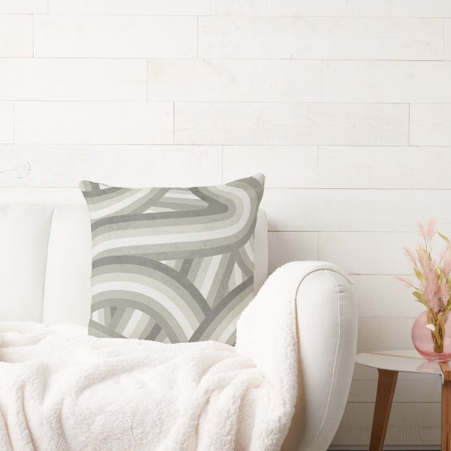 Almofada Padrão de faixas do arco-íris retral neutro/bege (Sofá)