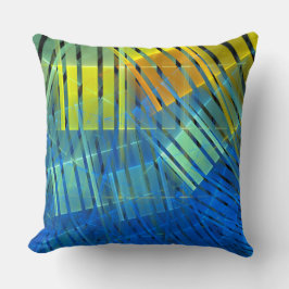 Almofada Padrão de faixas fractais verde-laranja azul