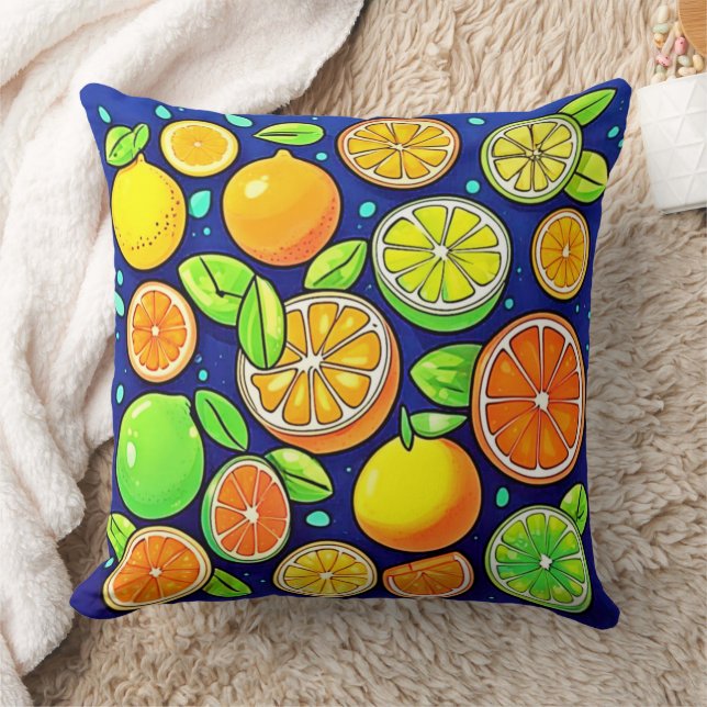 Almofada Padrão de Fatia de Citros Frescos (Cobertor)