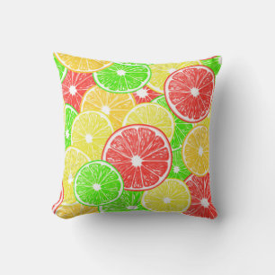 Almofada Padrão de fatias de limão, laranja, toranja e li