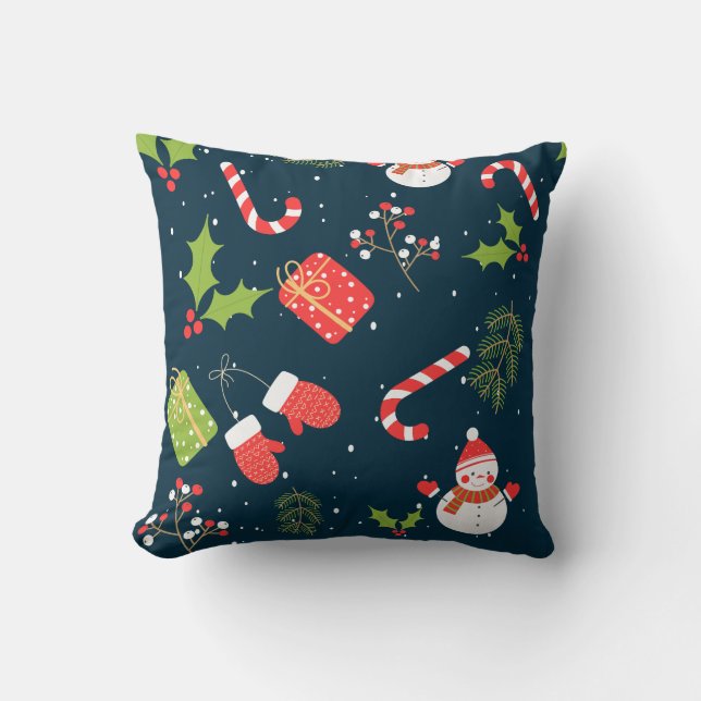 Almofada Padrão de Feriado de Snowman Cute de Natal (Frente)