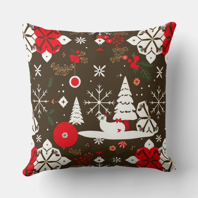 Almofada Padrão de Festas de Neve (Verso)