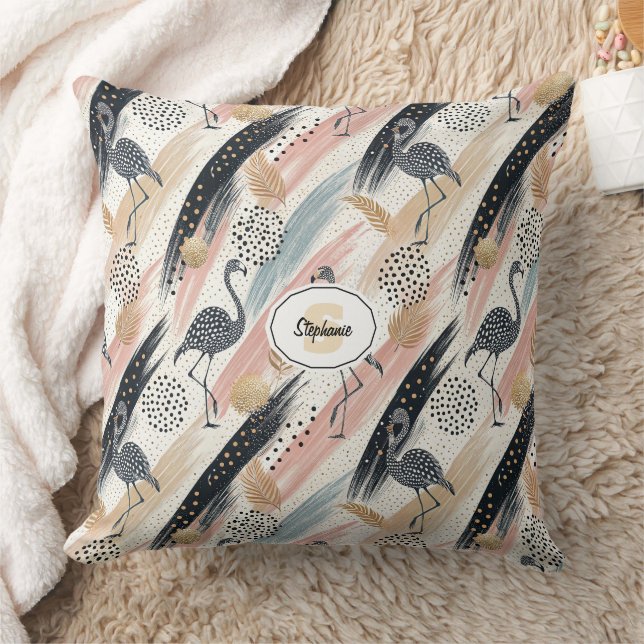 Almofada Padrão de Flamingo e Brushbrato estilizado (Cobertor)