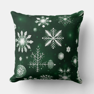 Almofada Padrão de Floco de Neve Verde e Branco