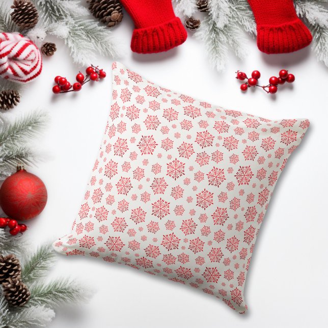 Almofada Padrão de Floco de Neve Vermelho (Criador carregado)