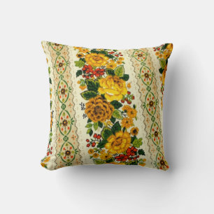 Almofada Padrão de Flor Amarelo de 1970