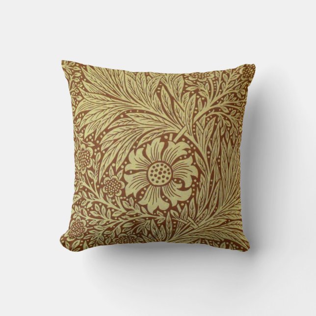 Almofada Padrão de Flor Antiga Marigold de William Morris (Frente)