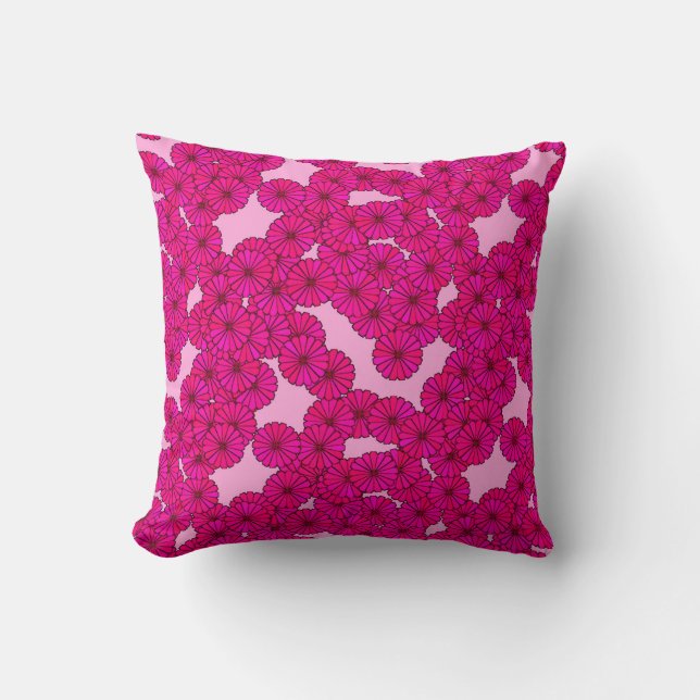 Almofada Padrão de flor Art Deco - magenta sobre rosa (Frente)