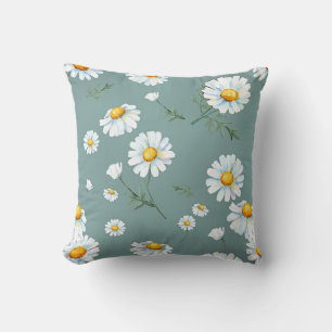 Almofada Padrão de Flor de Camomila de Aquarela