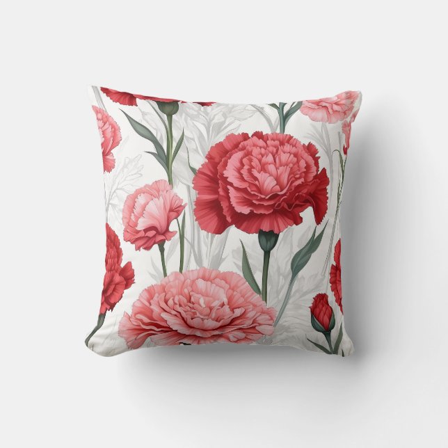 Almofada Padrão de Flor de Cravagem Elegante (Frente)