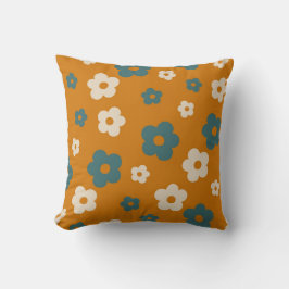 Almofada Padrão de Flor de Hippie Azul Preppy Brown