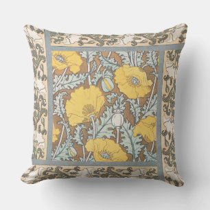 Almofada Padrão de Flor de Ilustração de Arte de Papoula