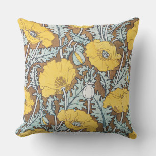 Almofada Padrão de Flor de Ilustração de Arte de Papoula