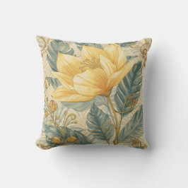Almofada Padrão de Flor de Limão Amarelo Luxuoso e Bonito