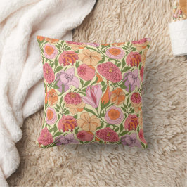 Almofada Padrão de Flor de Lírio, Rosa e Romã