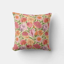 Almofada Padrão de Flor de Lírio, Rosa e Romã