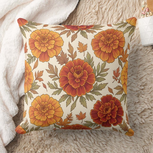 Almofada Padrão de flor de maravilha de outono (Cobertor)