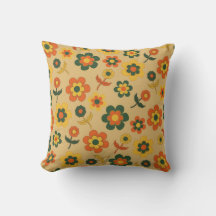 Padrão de Flor do Laranja de Imagem Retroativa 70s