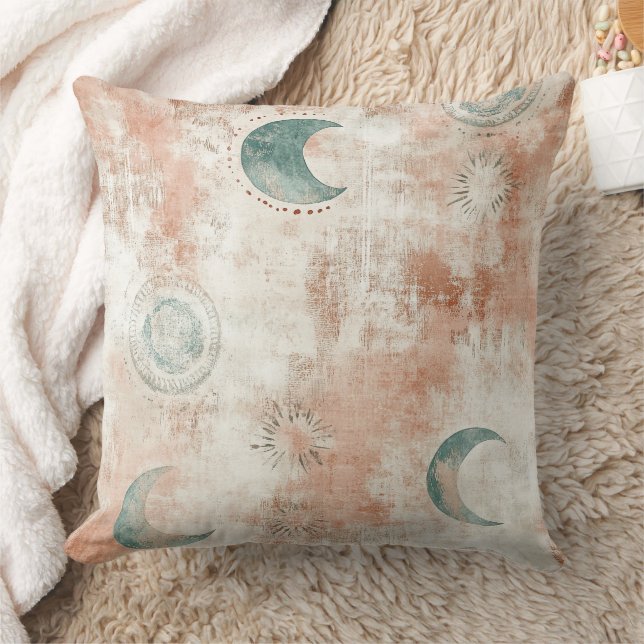 Almofada Padrão de Flor Lunar Boho Celestial (10) (Cobertor)