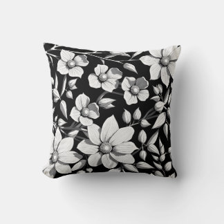 Almofada Padrão de Flor Monocrome