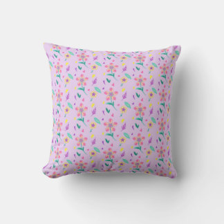 Almofada Padrão de Flor Pastel – Desenho Floral Adorável em