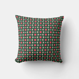 Almofada Padrão de Flor Retro Fofo Natal Rosa Verde